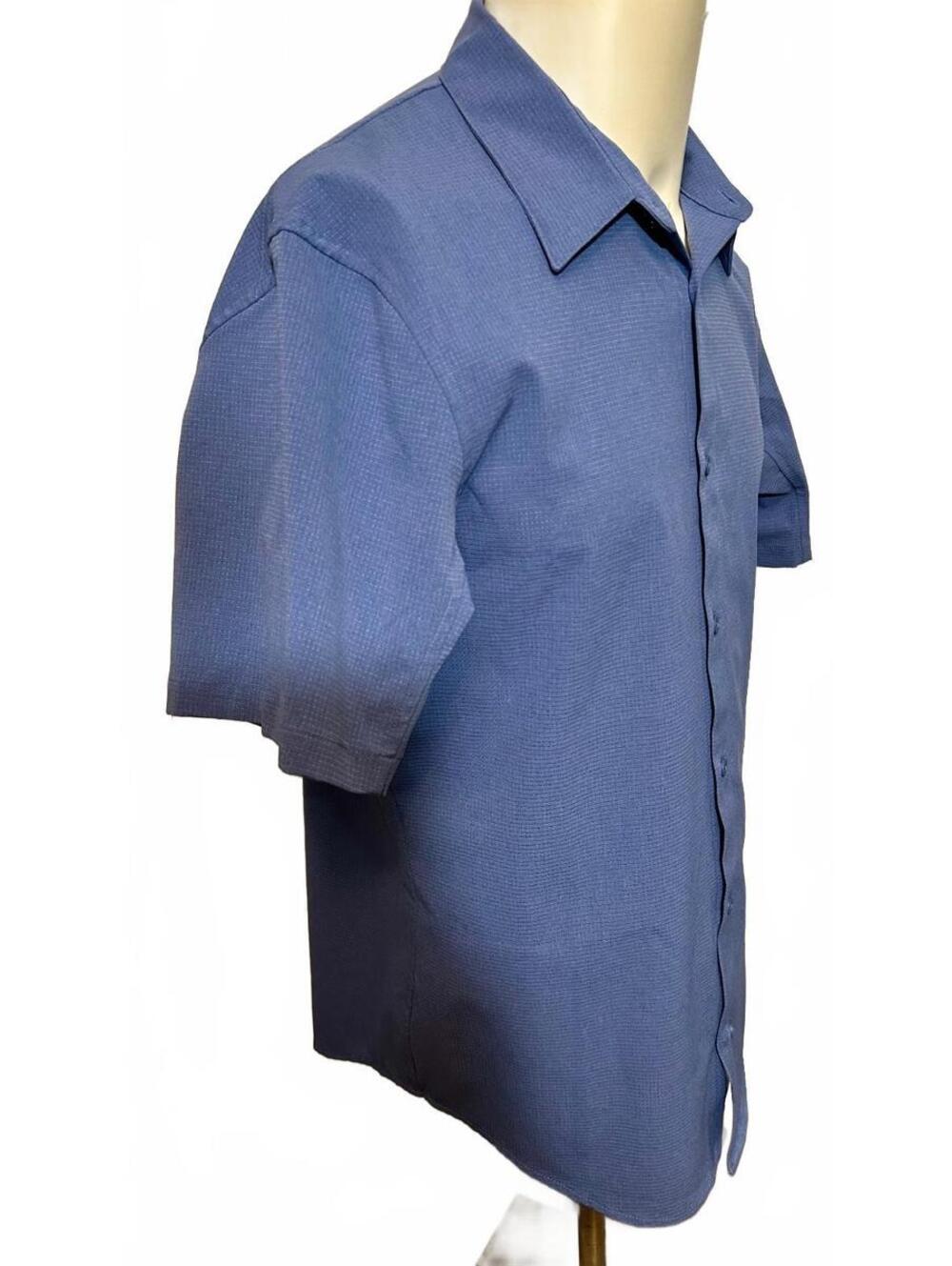 Lululemon Airing Easy Shirt Mens M Blue WovenAir Stretch Short Sleeve Button Up